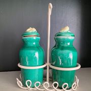 Oiler vintage vinegar 1950 ceramic and perforated metal