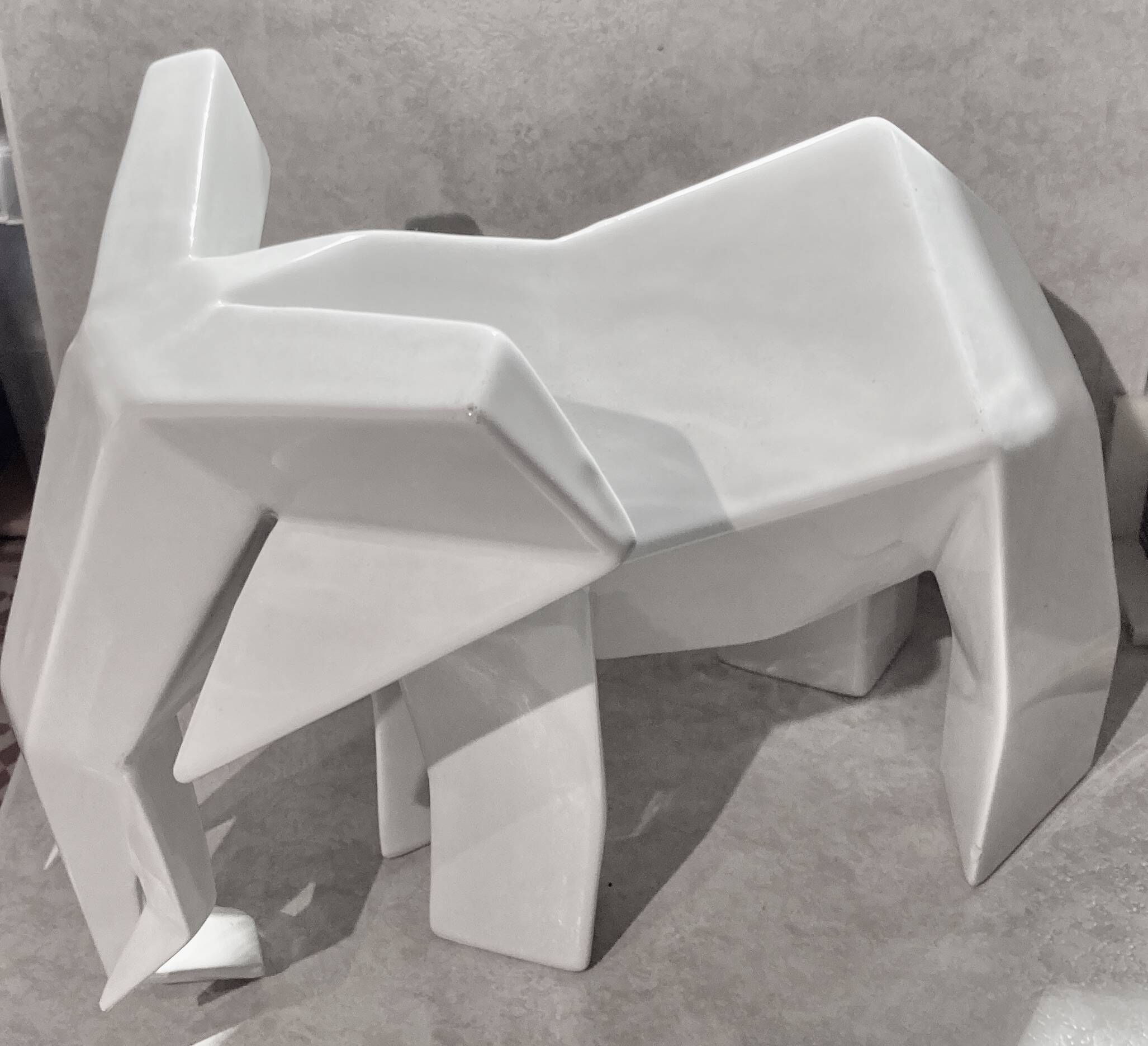 Cubist animal sculpture Ceramic elephant signed Rodrigo Solorzano