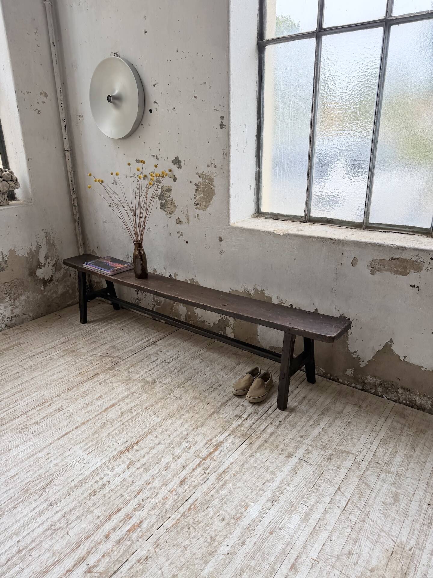 Dark patinated 1900 bench 220cm