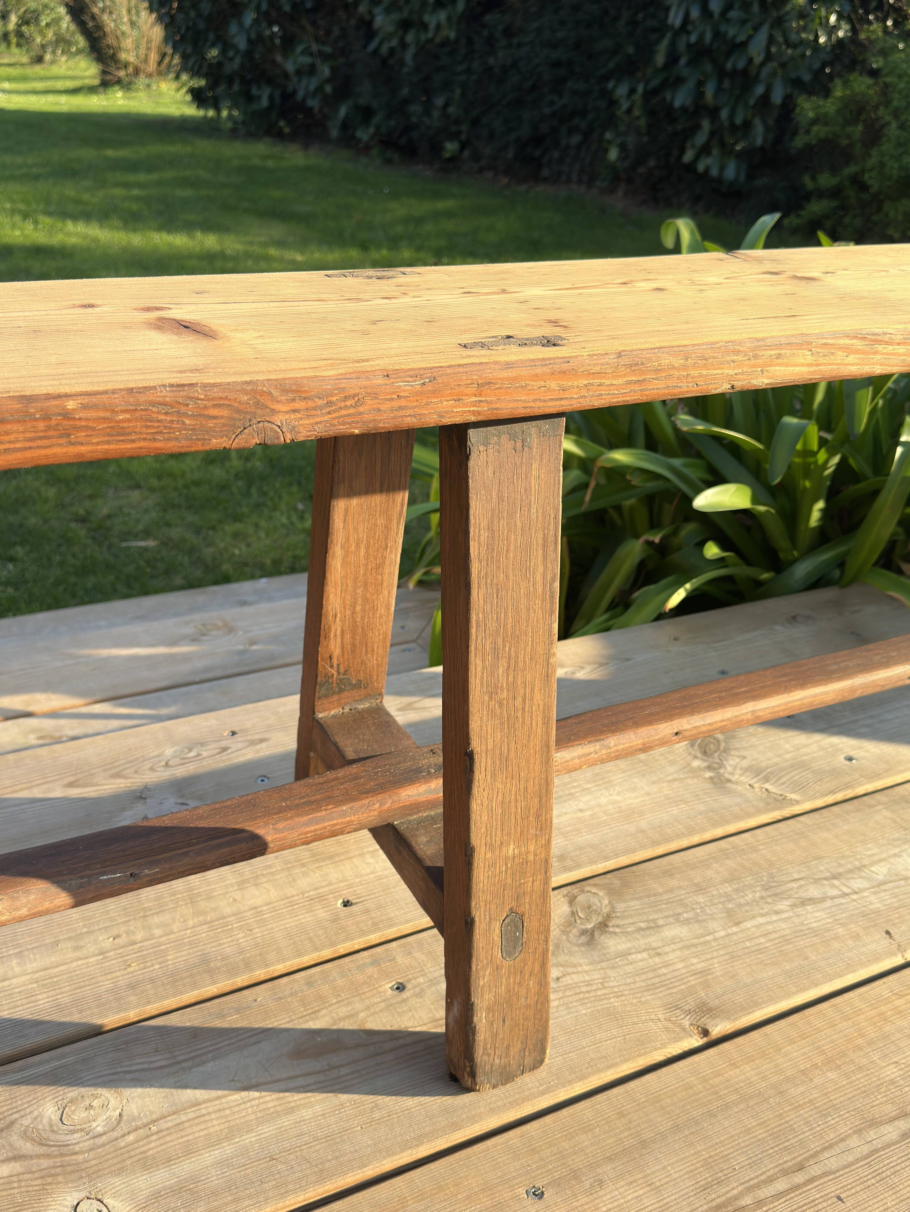 Large antique solid wood bench – 2.40 m