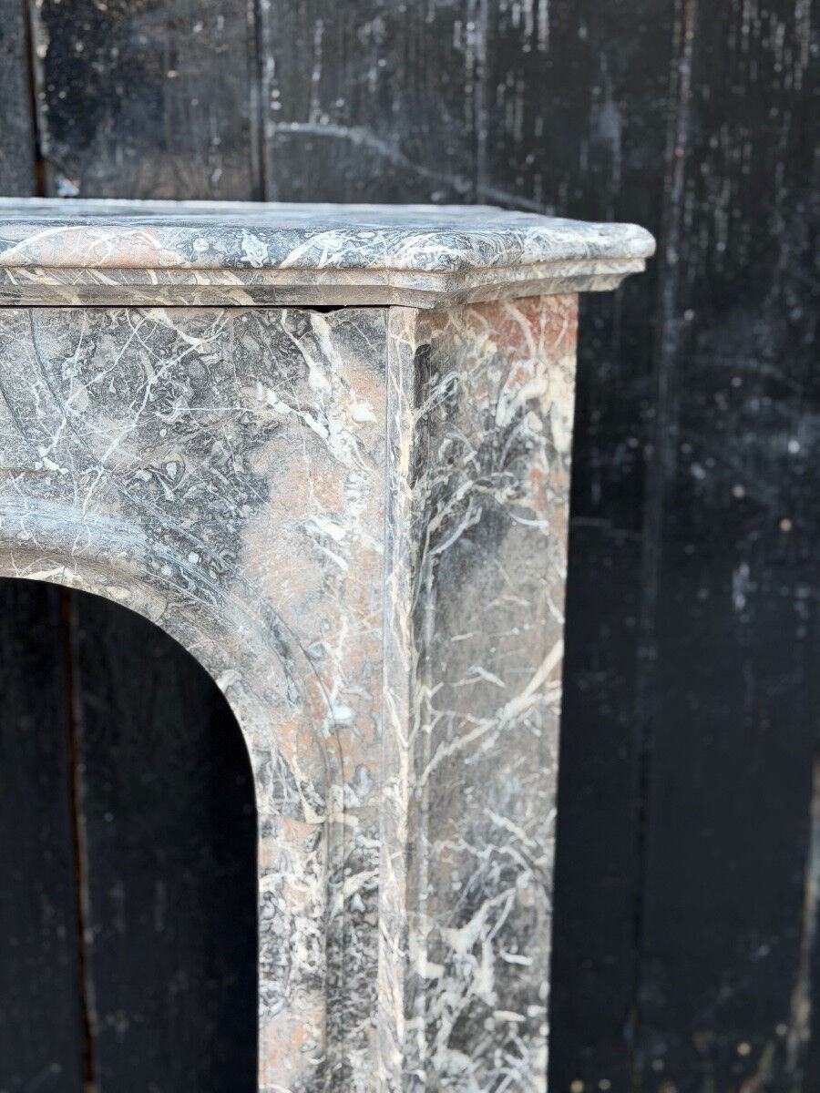 Regency-style fireplace in grey Ardennes marble from around 1900.