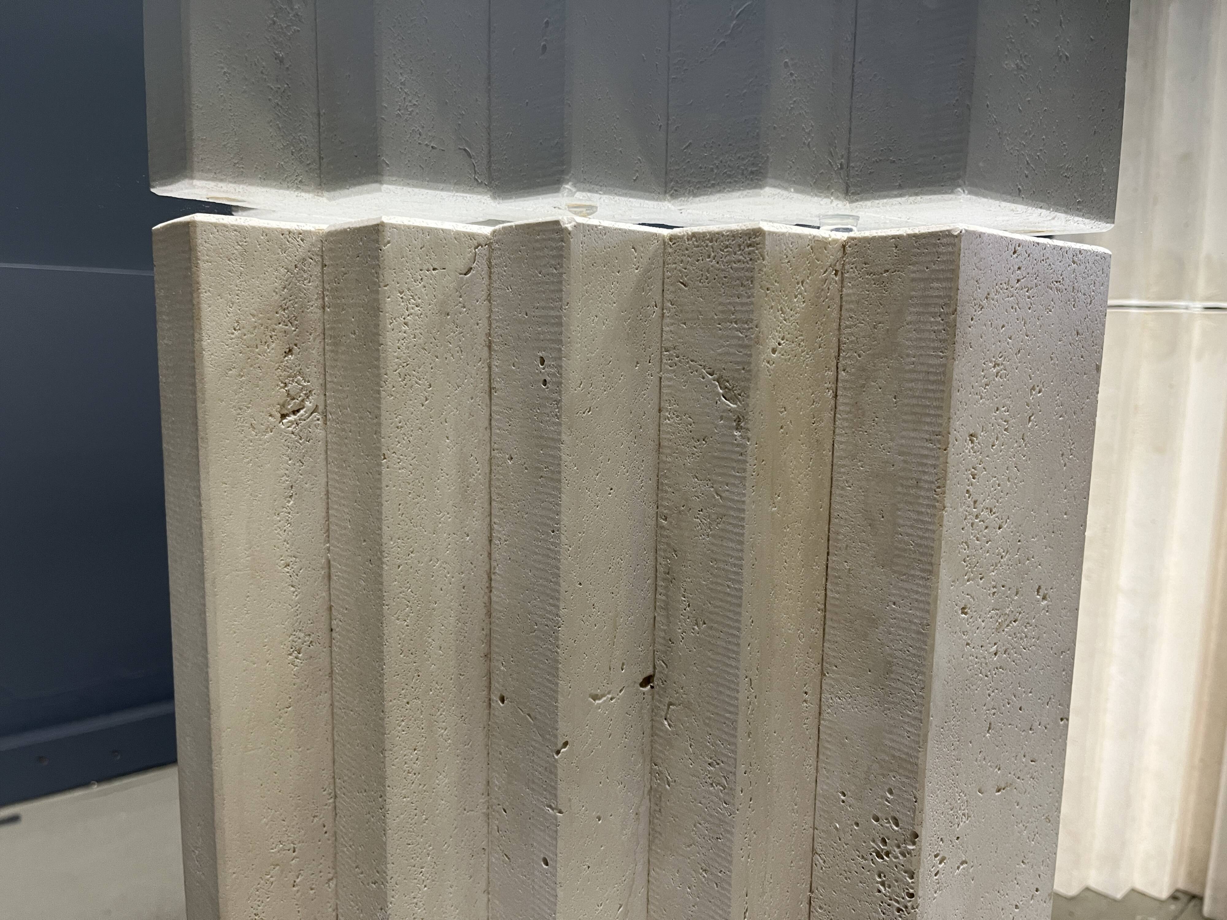 Vintage travertine Carlo Scarpa style dining table, 1970s