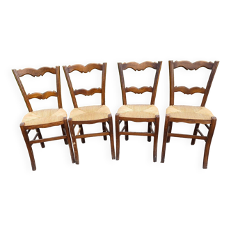 4 Old Straw Chairs