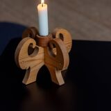 Wooden Christmas candle holder with four goat heads, Sweden, 1970s
