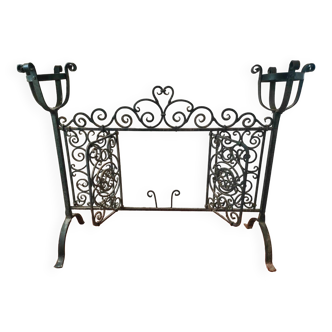 Wrought iron fireplace fire screen