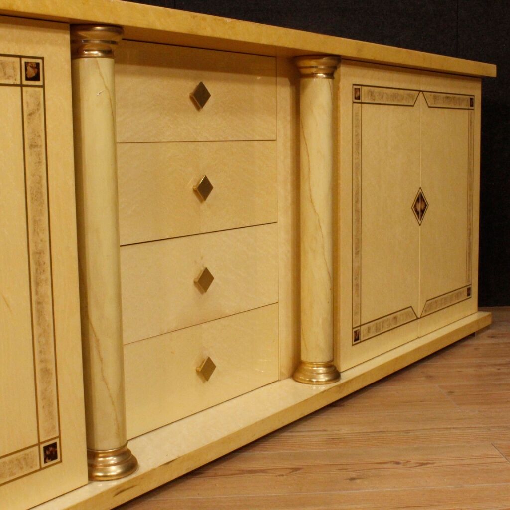 Italian sideboard in exotic wood and brass from XXth century