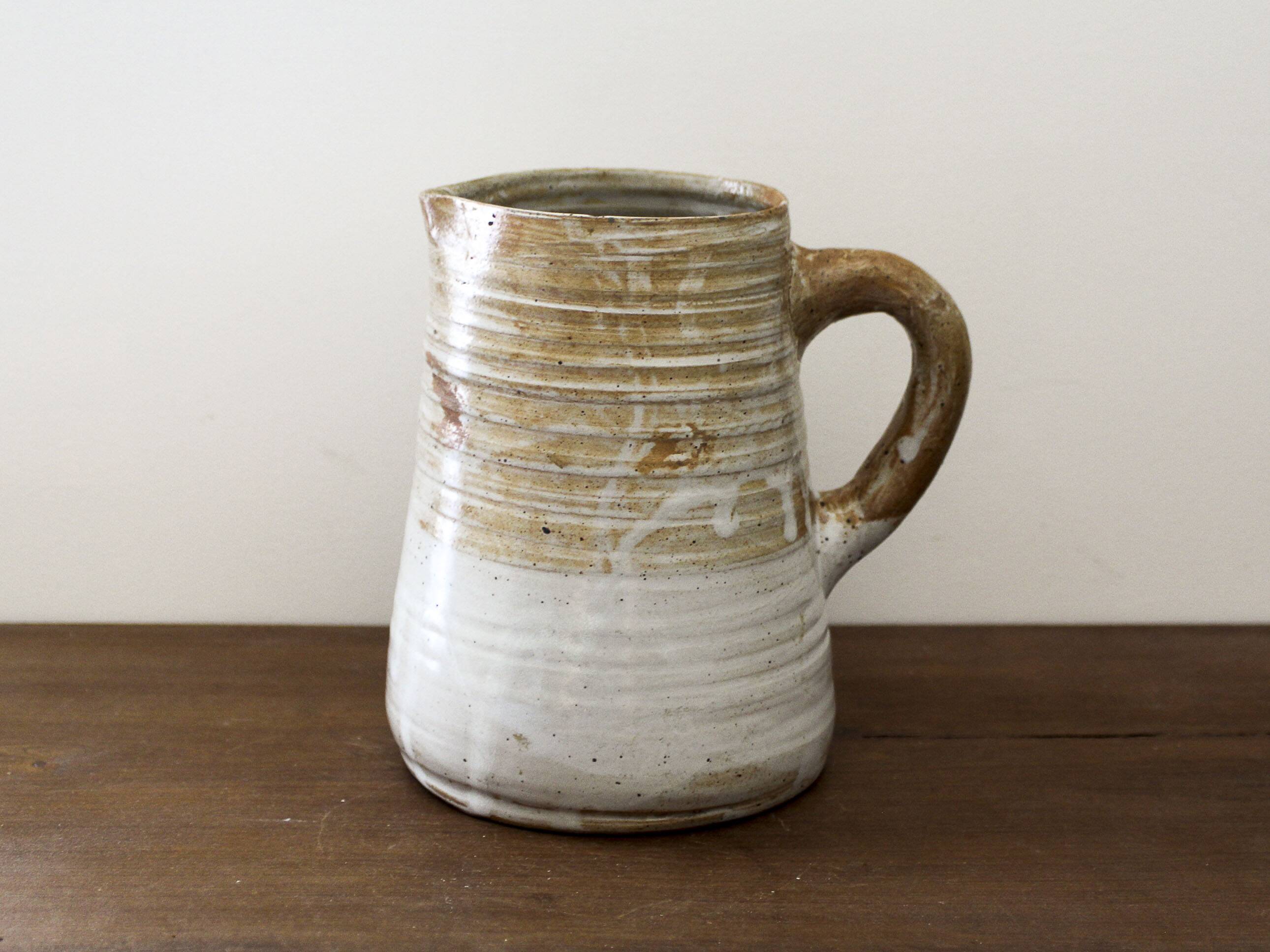 Glazed stoneware pitcher Pierre Lion Puisaye sandstone
