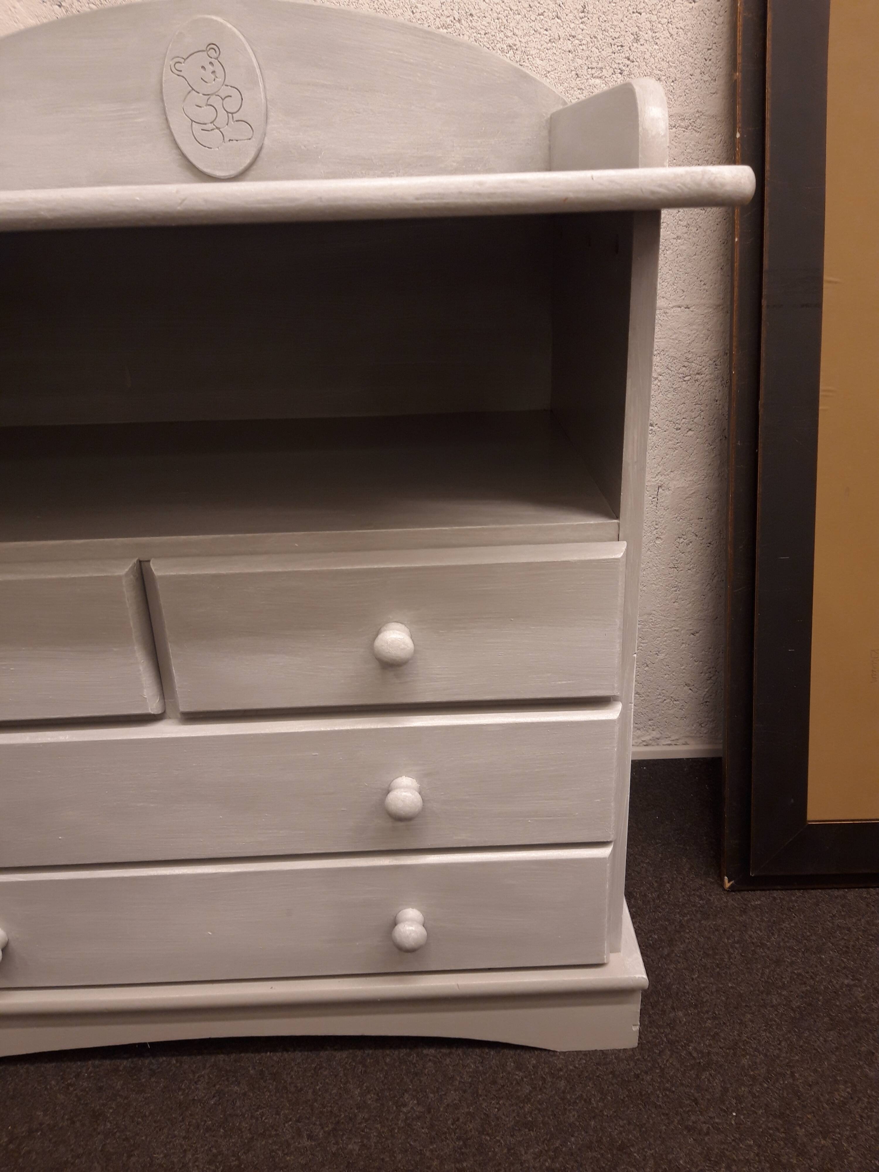 Grey patinated changing dresser
