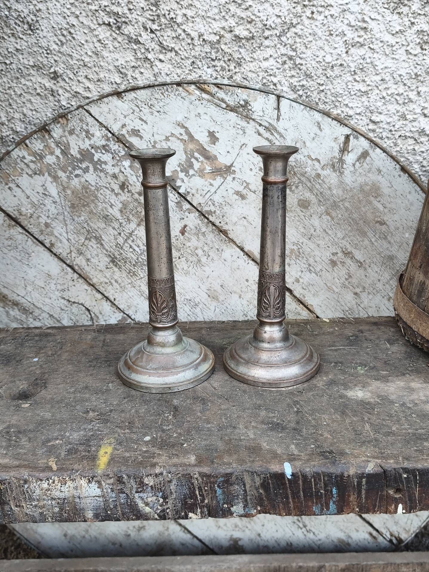Pair of 19th-century copper candlesticks