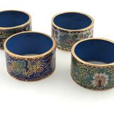 China, 4 rounds of vintage towels in cloisonné enamels/napkin ring cloisonné enamels
