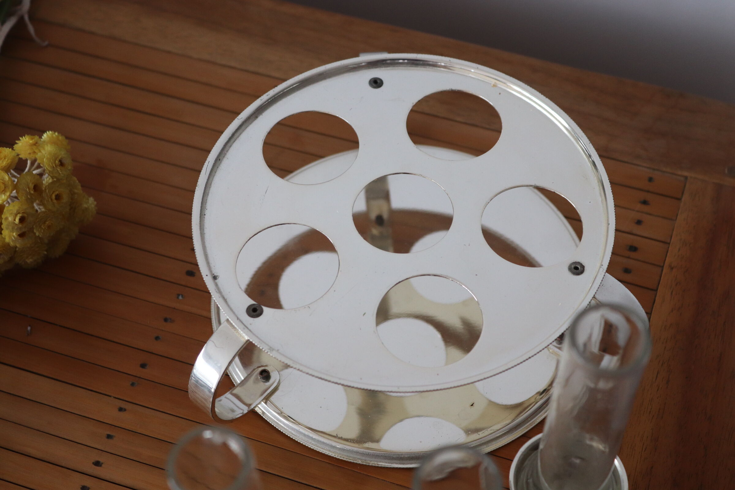 Vials and silver-plated vodka servant