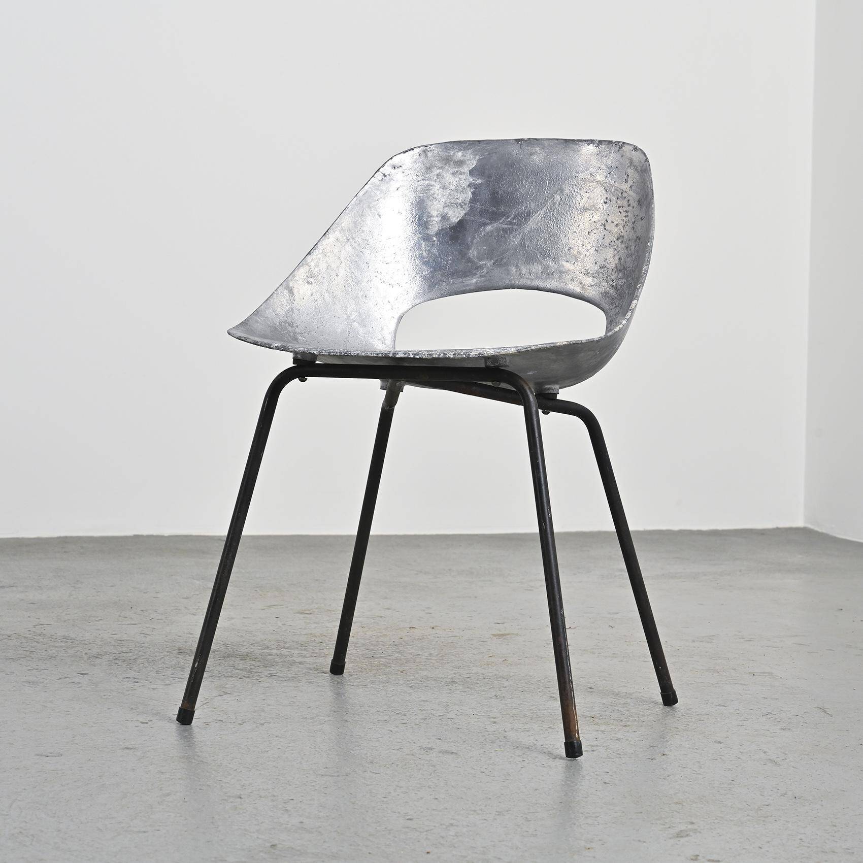 Cast aluminum chair by Pierre Guariche, Steiner edition, circa 1953