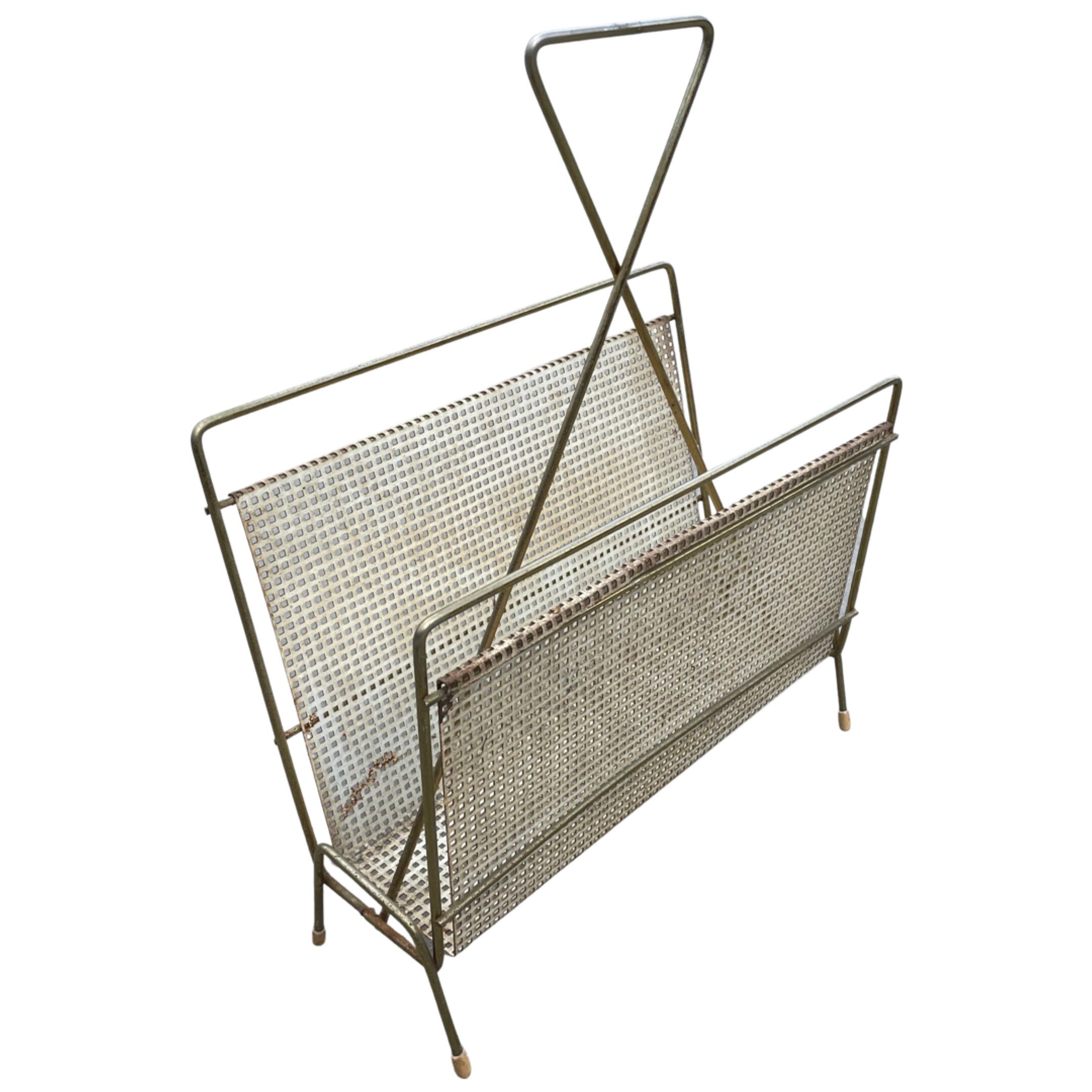 Vintage magazine rack 60s brass design