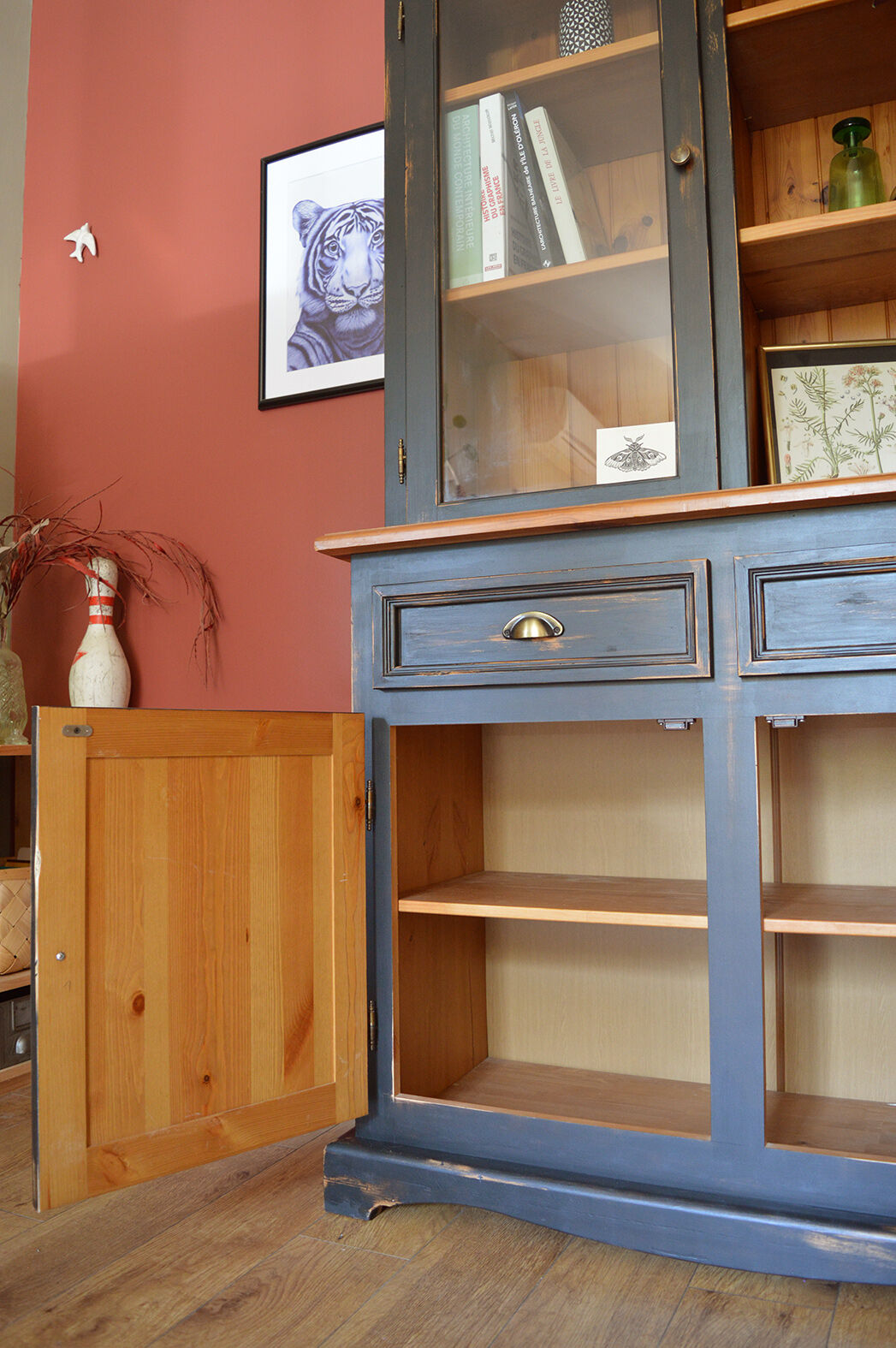 Patinated black cupboard