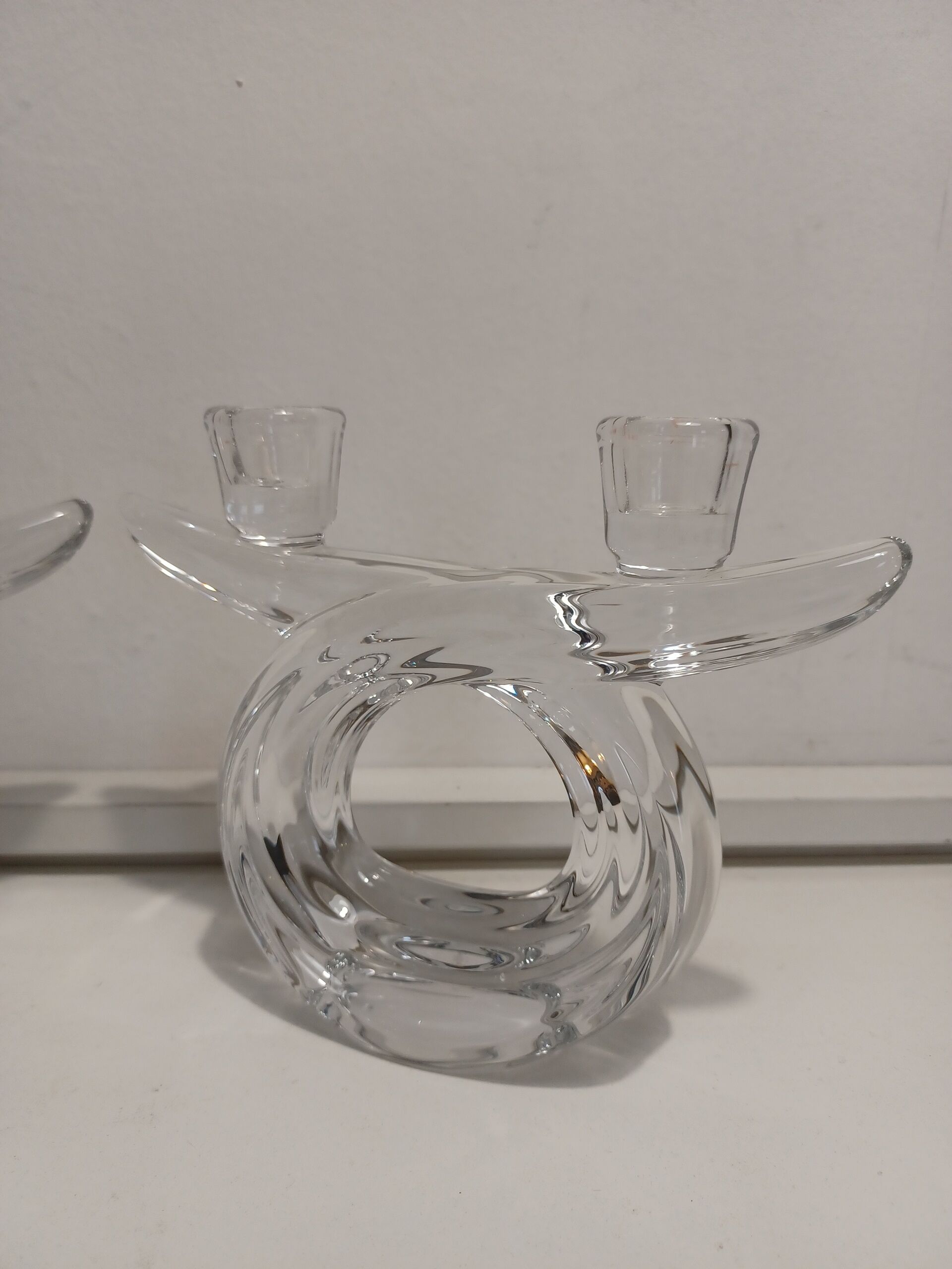 Pair of crystal candle holders from Vannes Le Chatel