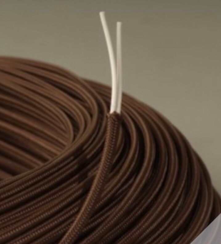 Golden lamp "Regina", 2 m fabric cable, cotton shade