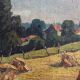 Tableau HST "Landscape with Haystacks and Village" signed post-impressionist