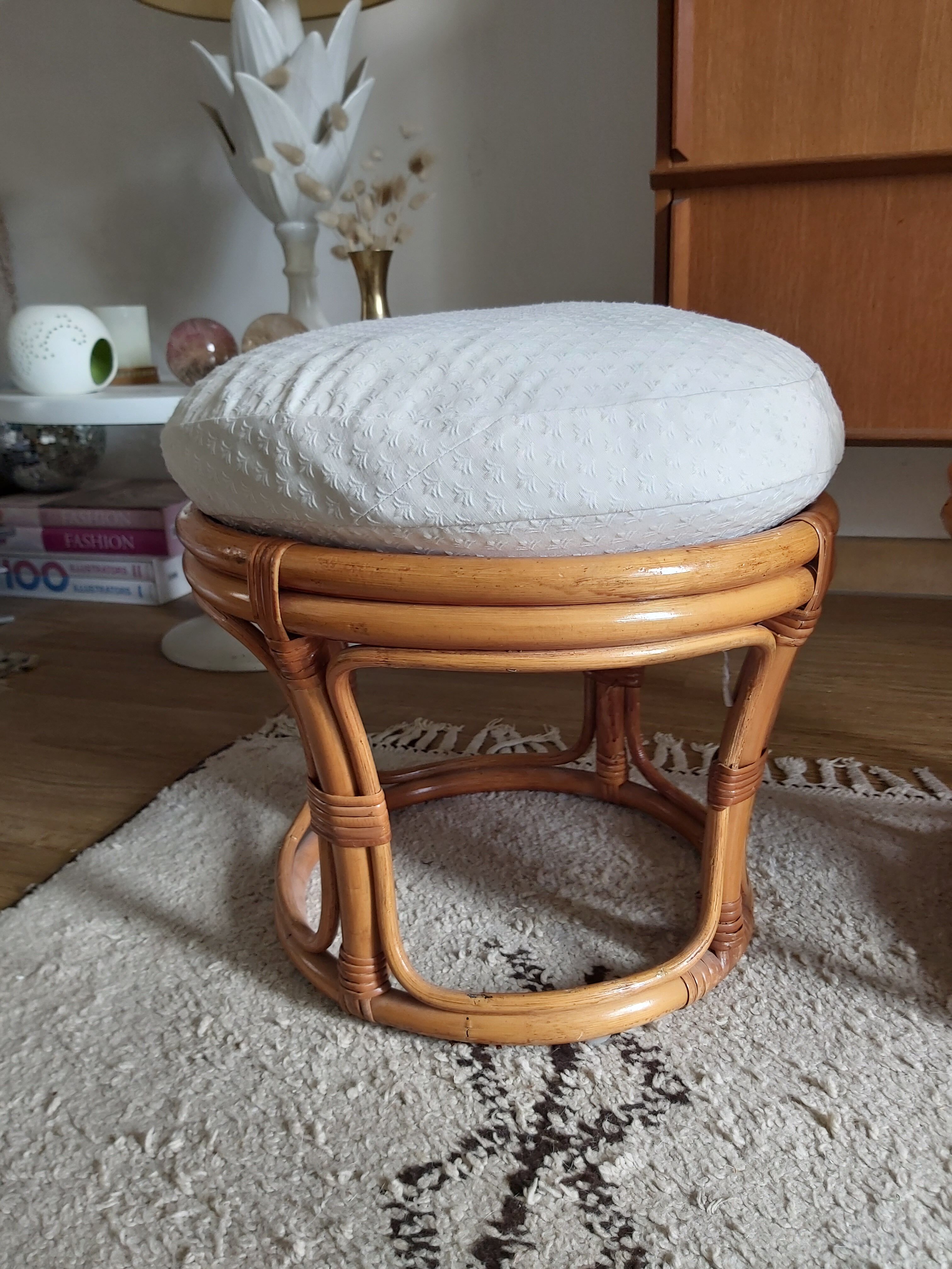Pair of vintage rattan stools