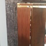 Antique mirror beveled restyled silver patinated black 58x159cm