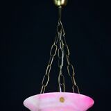 Charming pink Art Deco alabaster pendant, 1940s