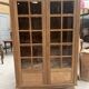 oak two-door display cabinet