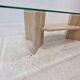 Italian Coffee Table in Travertine and Facet Cut Glass, 1980s