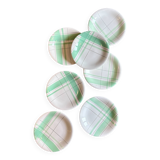 Set of 7 vintage dessert plates, Montréal green model by Salins.