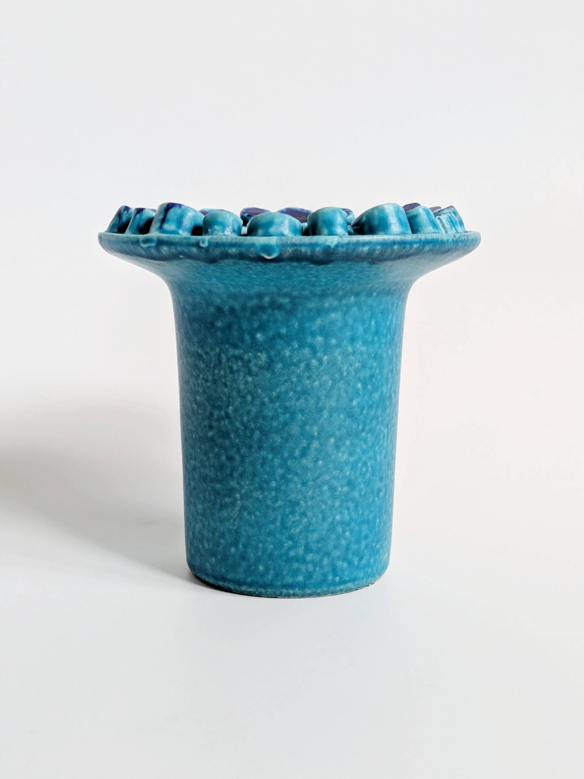 Vintage Ceralux vase by Ceramano, Hans Welling, turquoise blue, 1960s