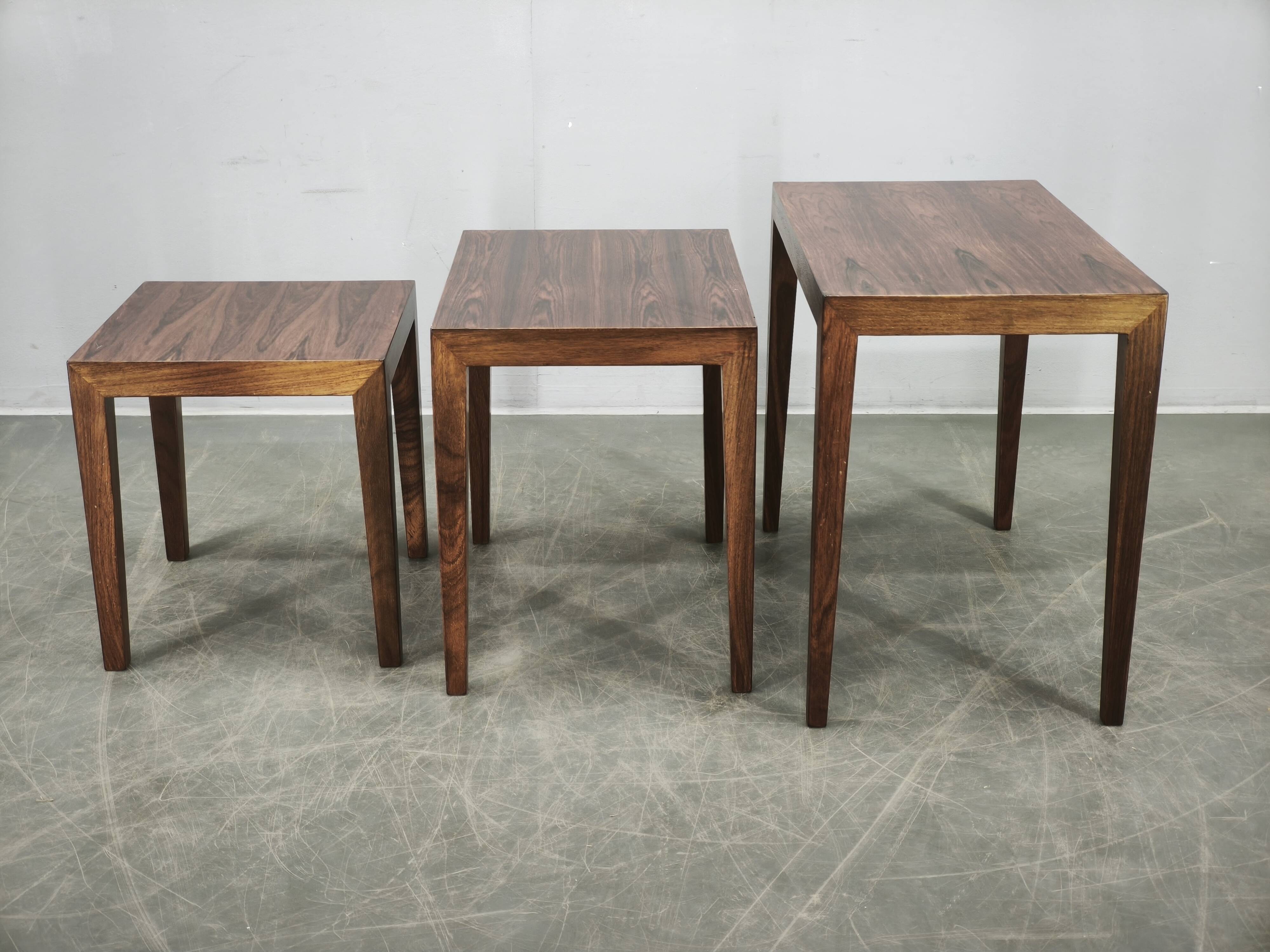 Severin Hansen Nesting Tables for Haslev, Denmark, 1960s