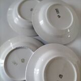 Set of 4 vintage navy blue soup plates