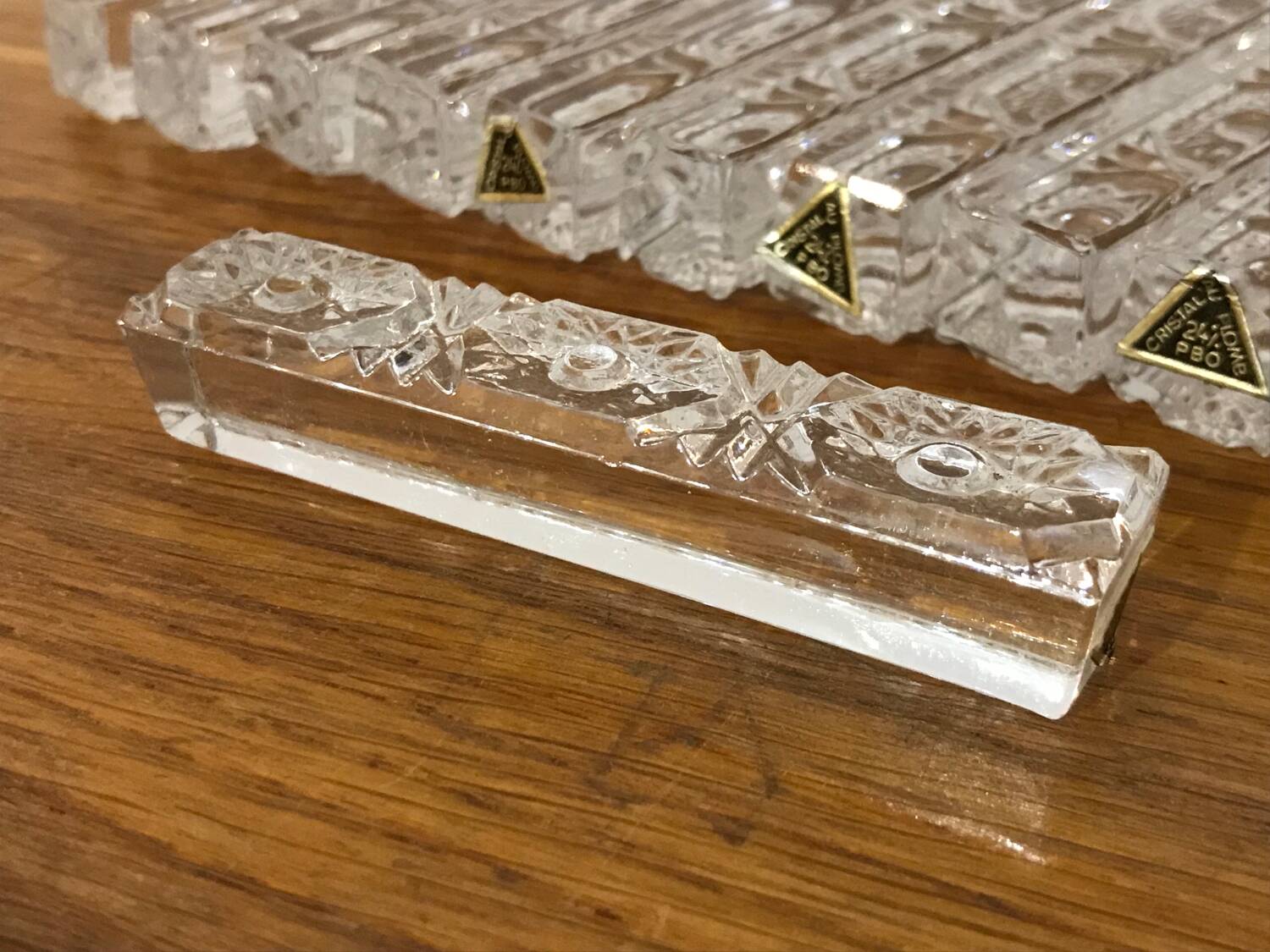 12 porte-couteaux en cristal au plomb vintage