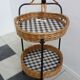 Serving trolley with two wicker / rattan serving trays
