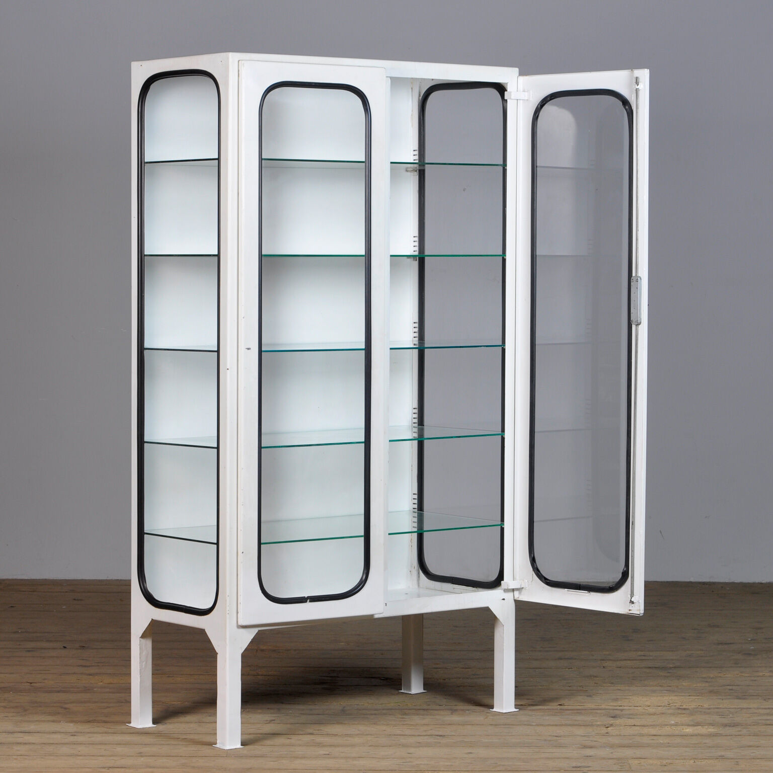 Glass & iron medical cabinet, 1970s