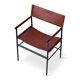 Classic bar stool with cognac leather backrest and black rubber metal.