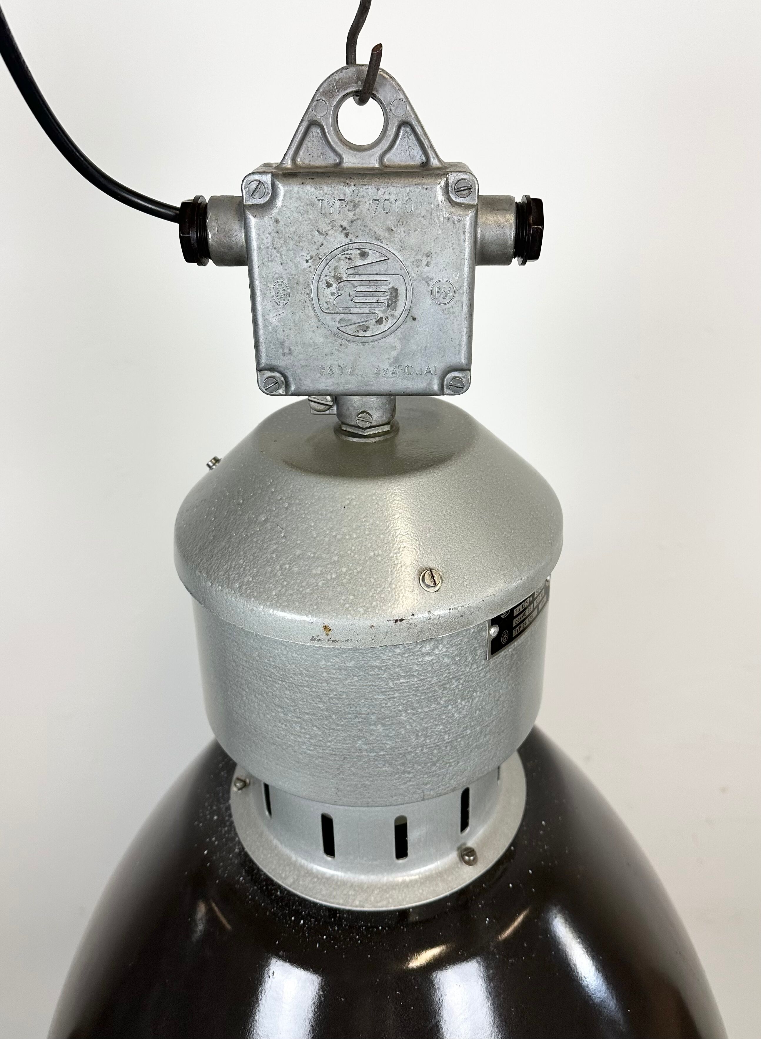 Industrial black enamel pendant lamp from Elektrosvit 1960s