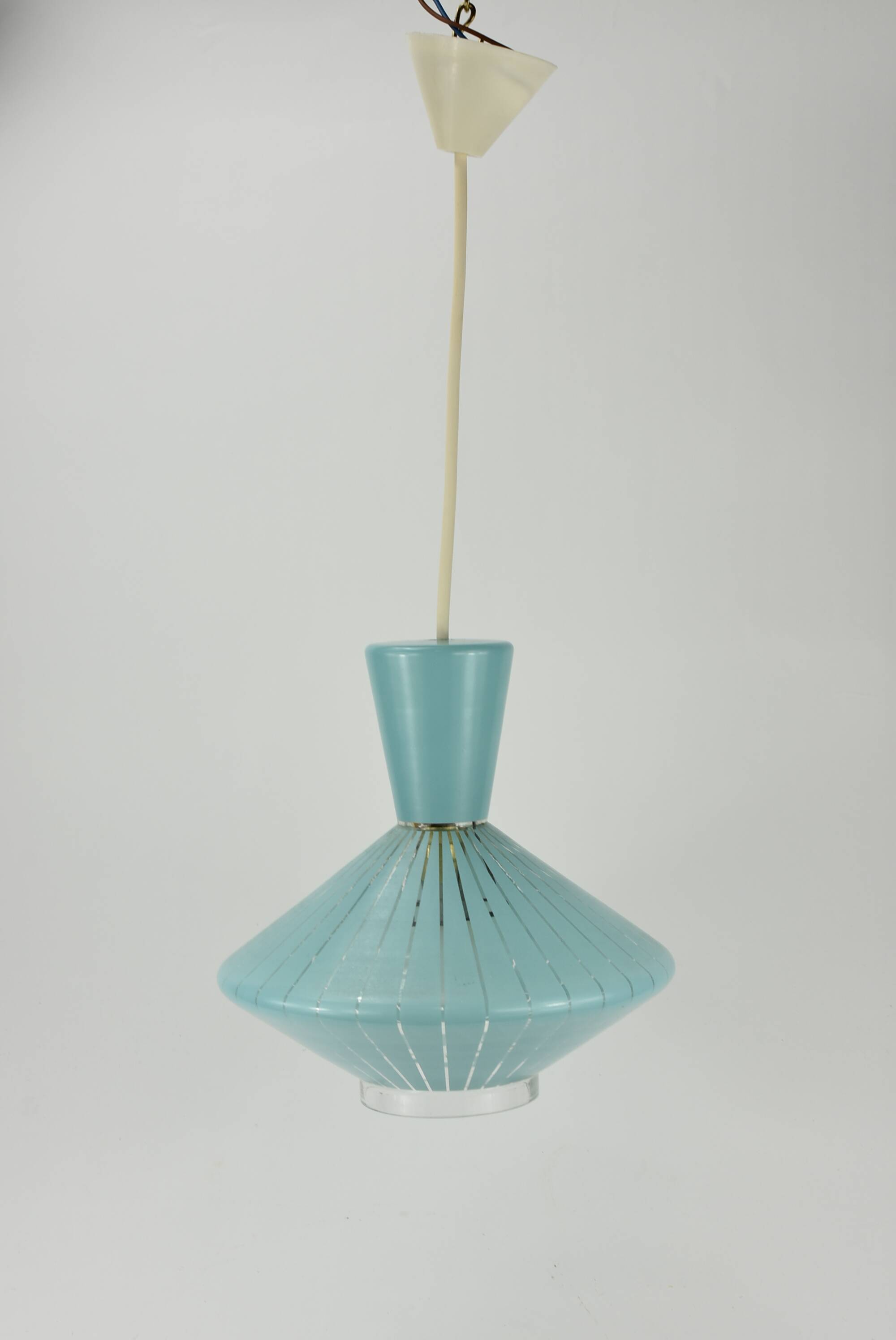 Diabolo-shaped glass chandelier