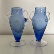 Pair of glacier blue glass vases