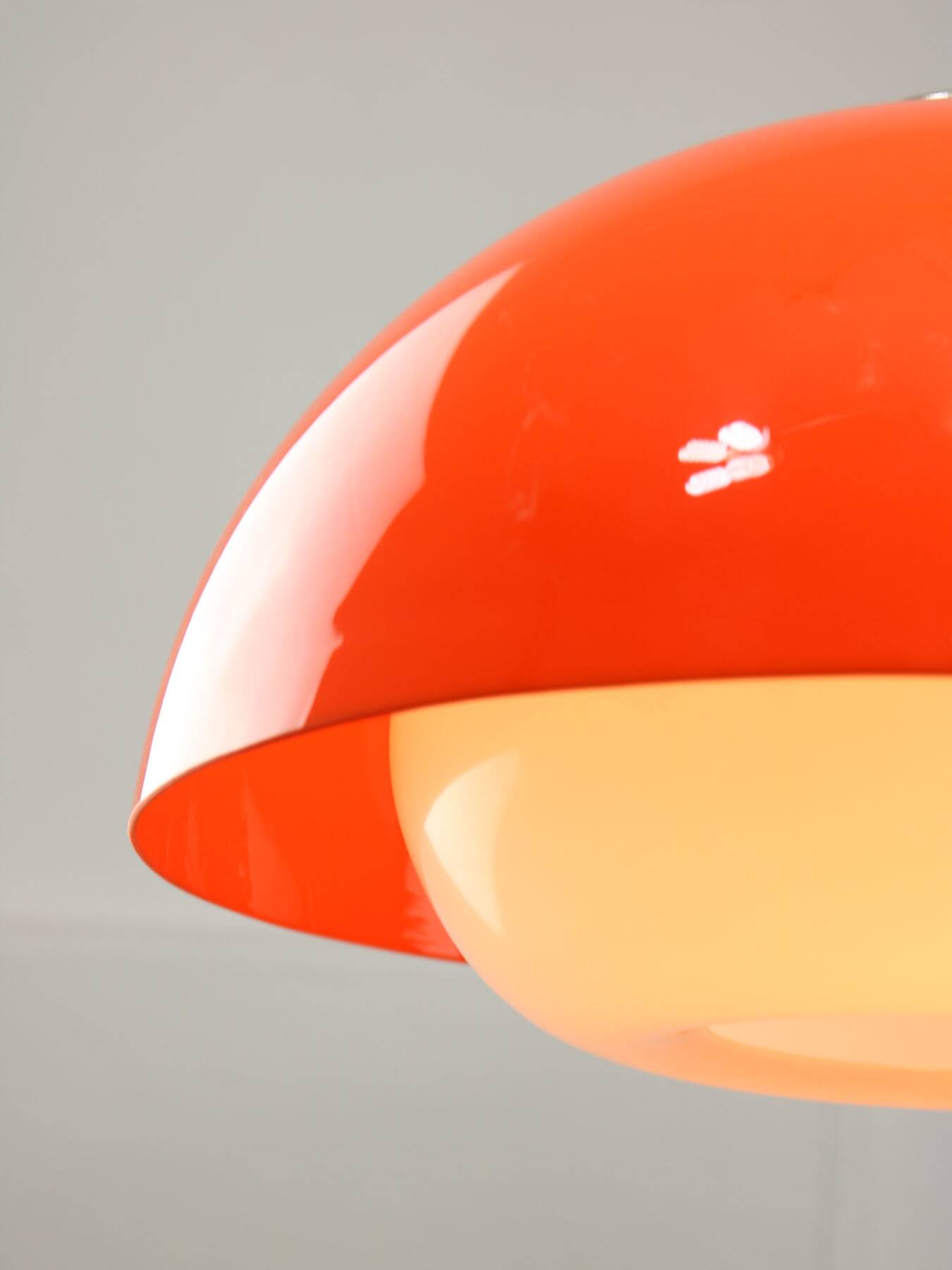 Space Age Italian Orange Acrylic Glass Pendant Lamp, 1970s