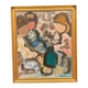 Original Swedish Oil on Canvas – "Family" by Gösta Falck – Signed – Vintage and Framed