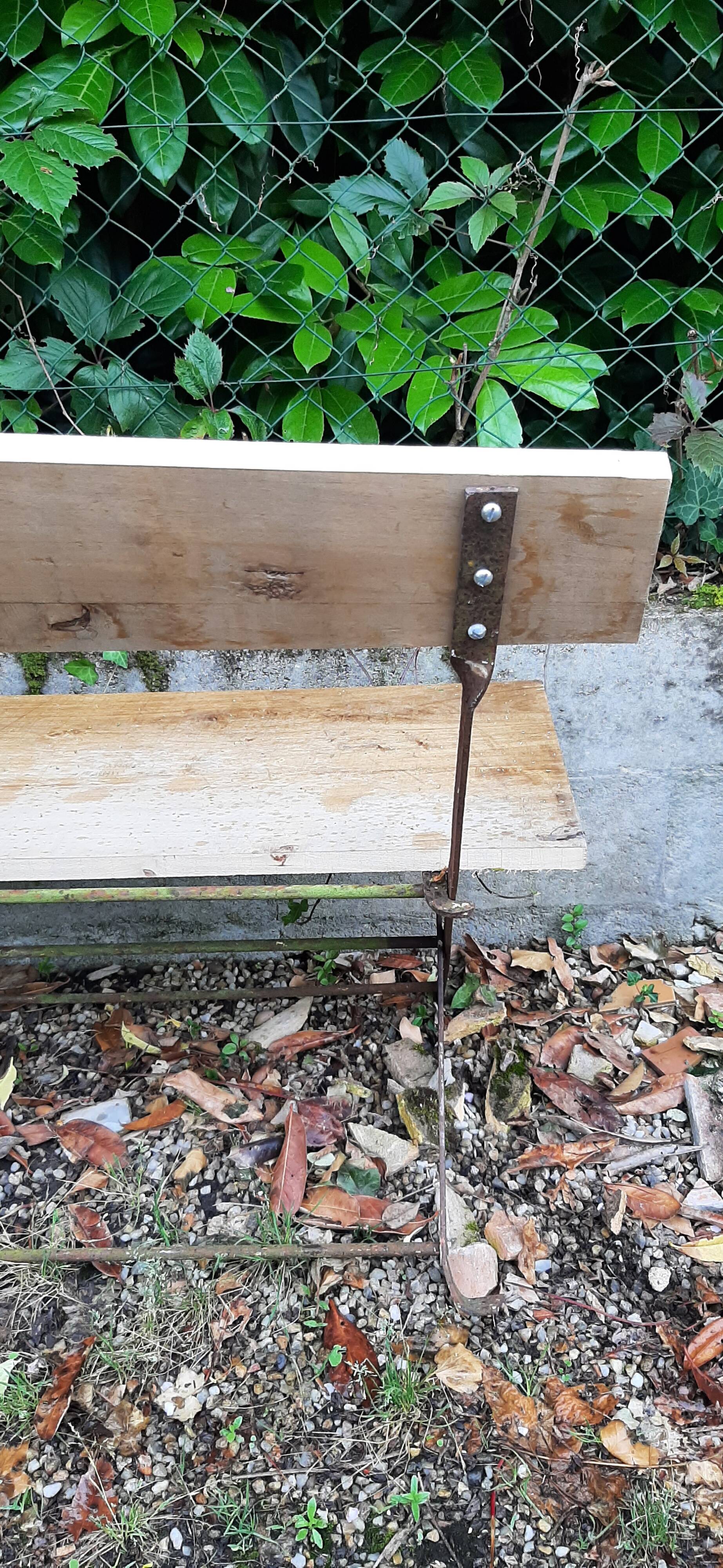wooden and metal garden bench