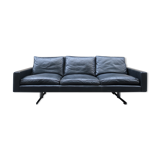 Leather sofa of the 70s footing in chrome