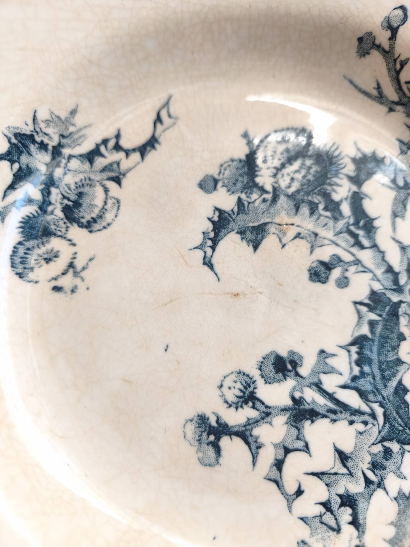 Vintage decorative plate, Gien Chardon bleu model, ironstone.