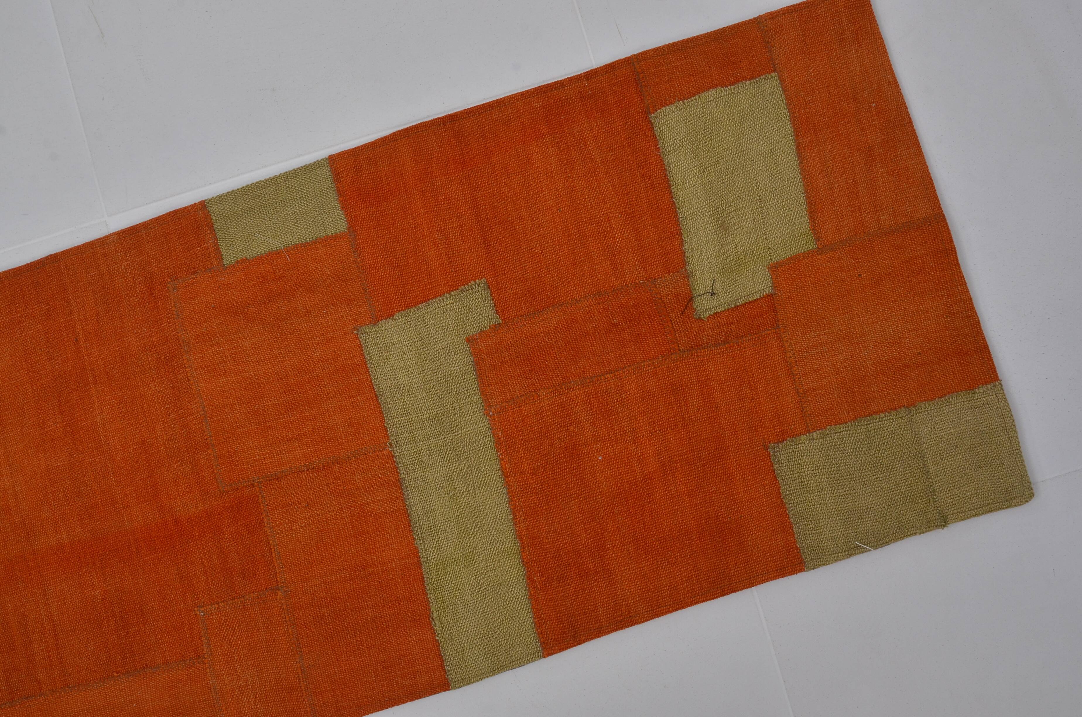Orange And Green Vintage Kilim Runner sku 3857
