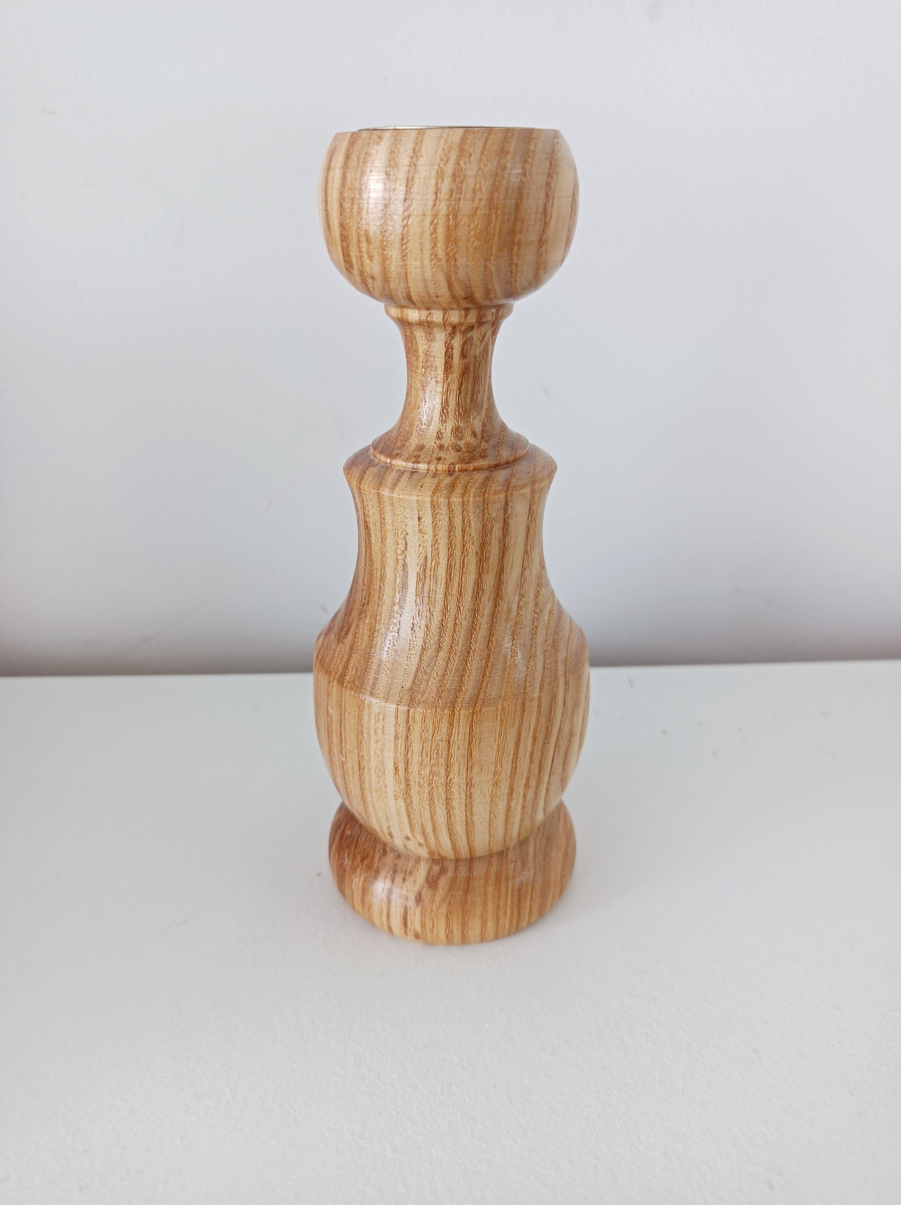 Set of 4 Scandinavian turned wooden candle holders