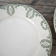 Cake dish on foot, old compotier by the Sarreguemines factory, France
