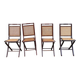 4 cane-seated solid wood folding chairs to be repaired.