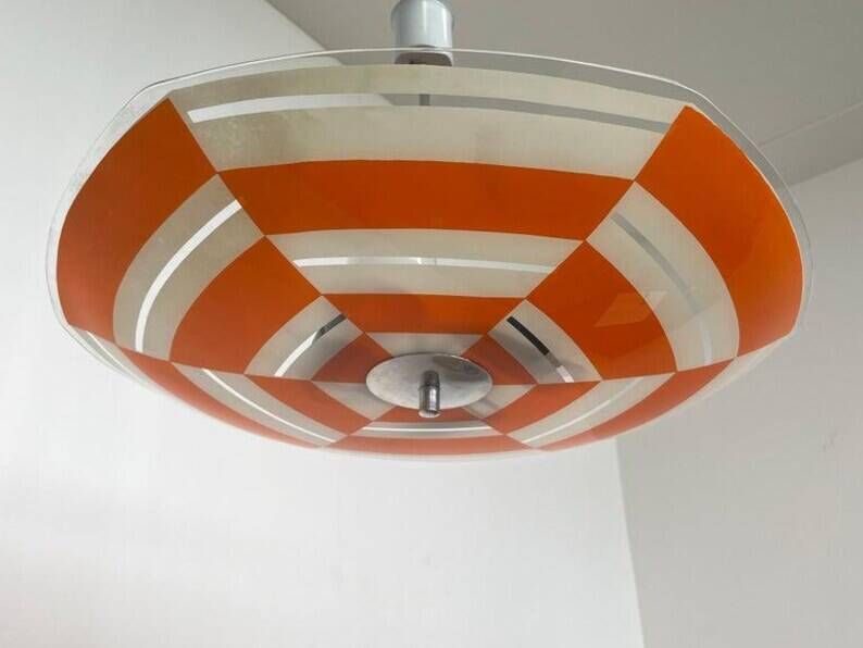Mid-century design glass pendant by Napako, Czechoslovakia, 1970s.
