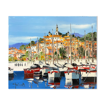 Tableau HST "Vue de Menton" par Christian Guinet (né en 1950)