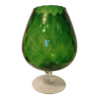 Vase in the shape of a green cognac glass