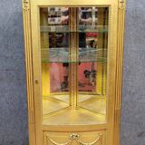 Louis XVI style corner bookcase display case in gilded wood circa 1880-1900